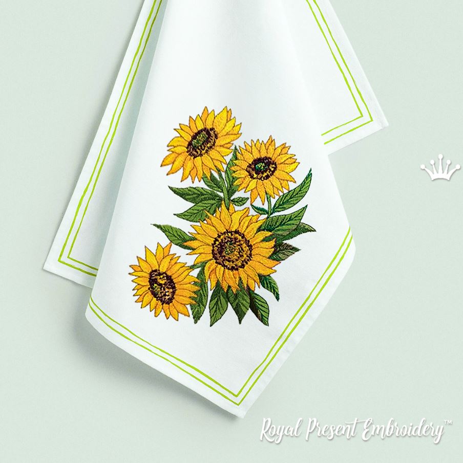 Sunflowers Machine Embroidery Design Royal Present Embroidery