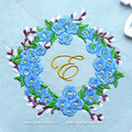 Forget Me Nots And Pussy Willow Frame Embroidery Design 3 Sizes