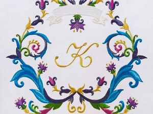 Floral letter U garden flag monogram lace swirl flowers block font and mini  Font machine embroidery design monogram U only 4, 5, 6 and 8 in