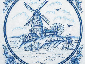 Delft Blue folk machine embroidery designs
