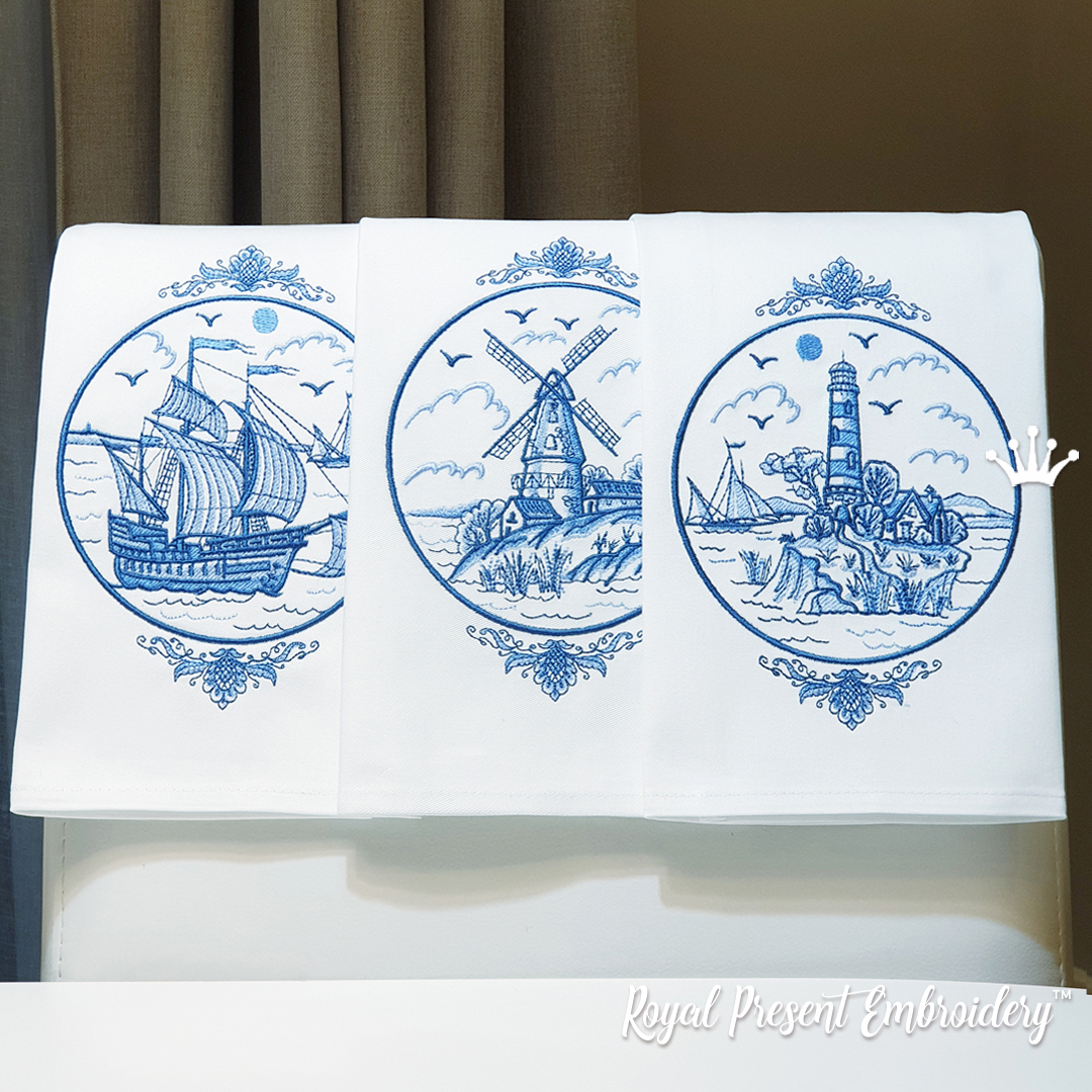 Personalized Dutch Windmill - Embroidered Hand Towel