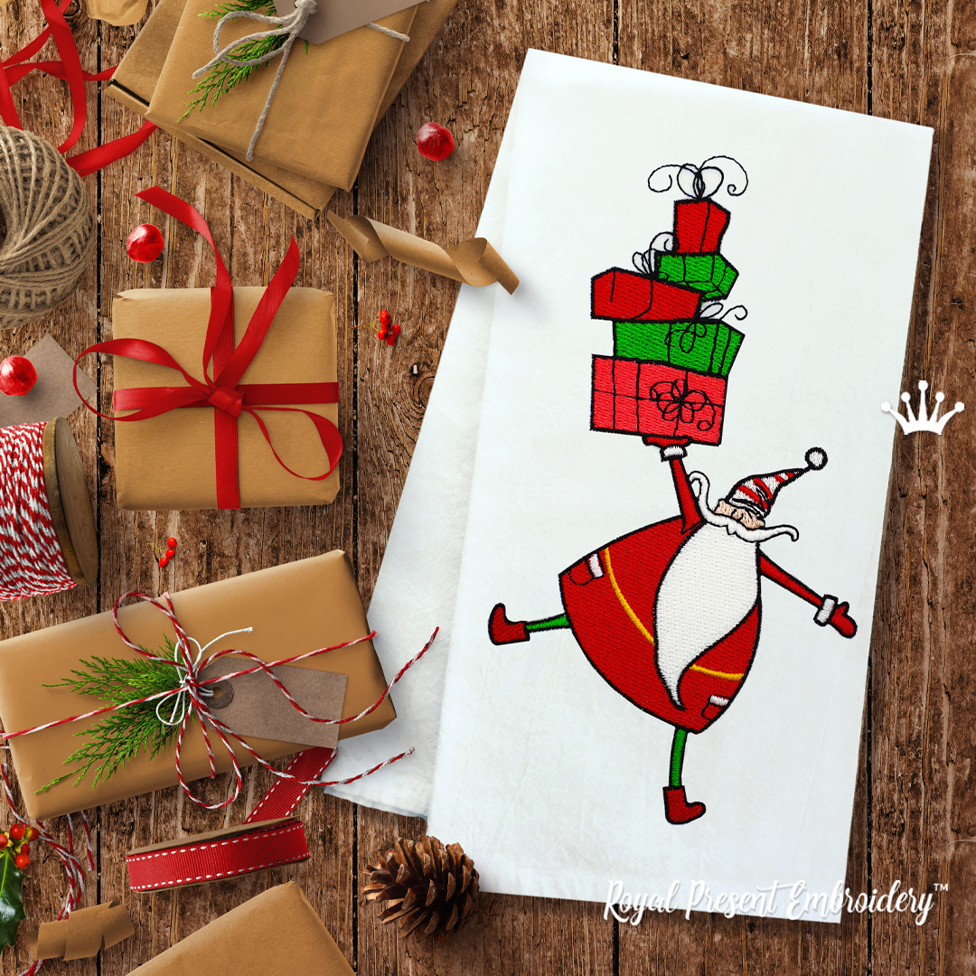 ITH Christmas stocking with Santa Christmas Toy Cross-stitch Machine  Embroidery Design