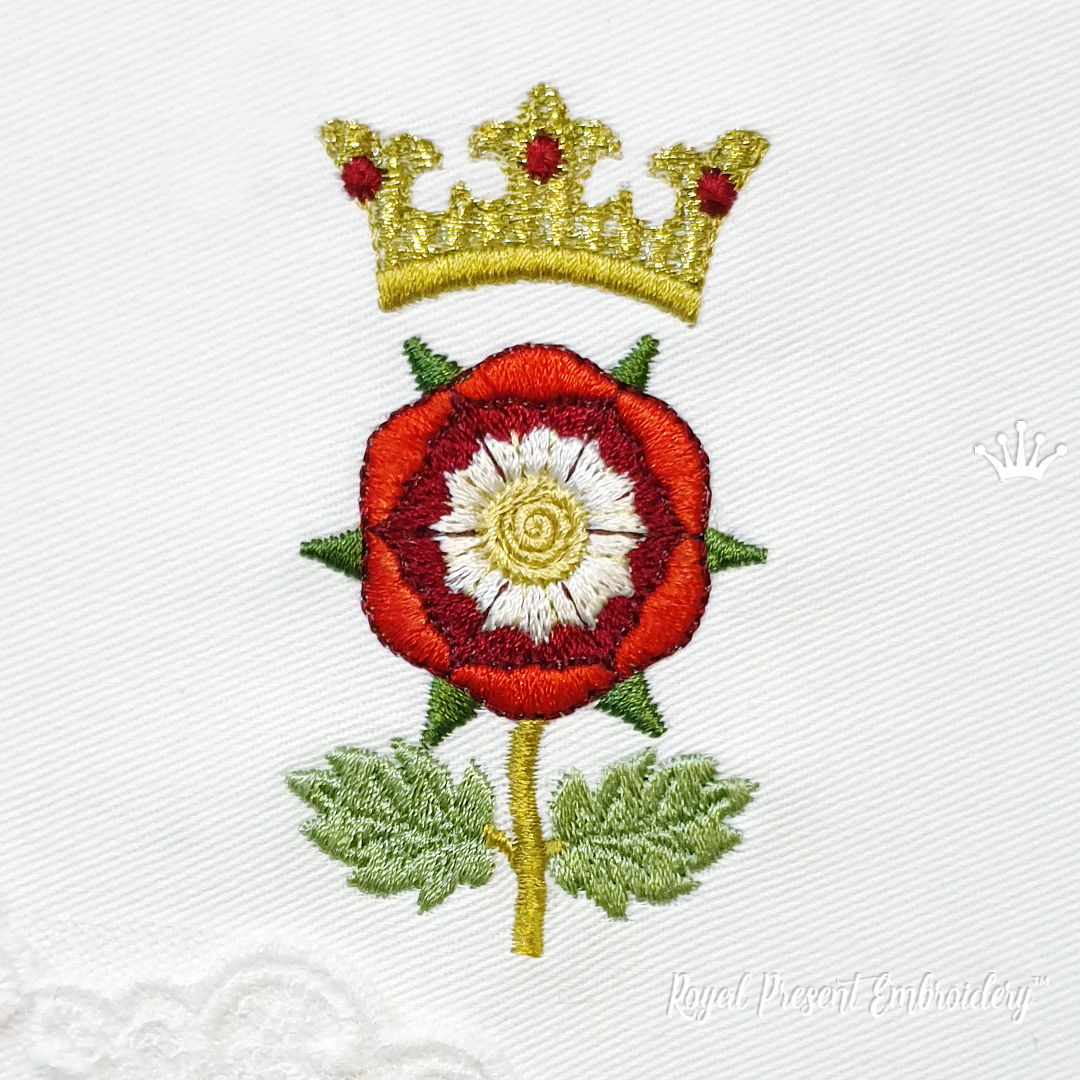 Tudor Rose Free Machine Embroidery Design - 5 sizes