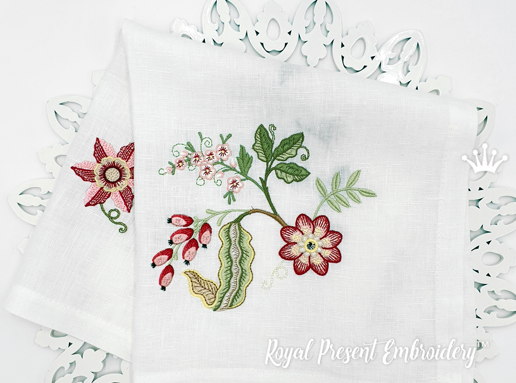 Large Jacobean set of Machine Embroidery Designs 3 sizes Royal