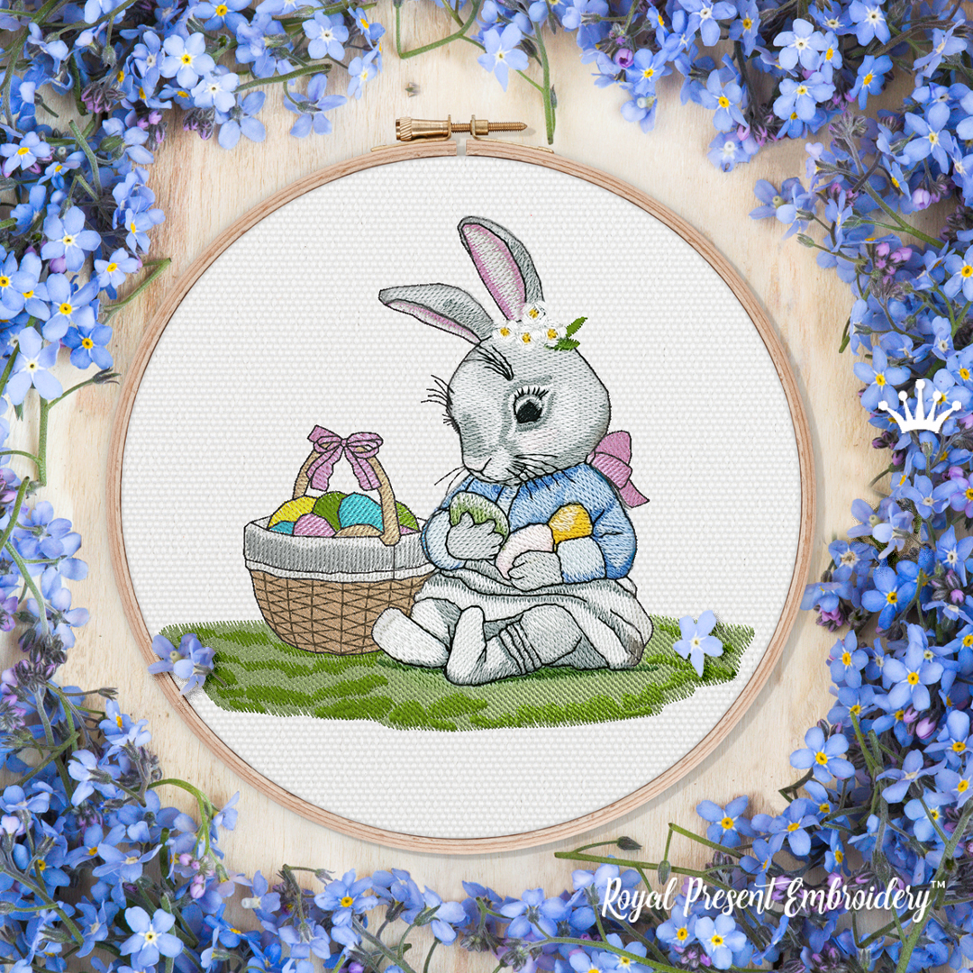 Baby Bunny on the lawn Easter Machine Embroidery Design - 4 sizes ...