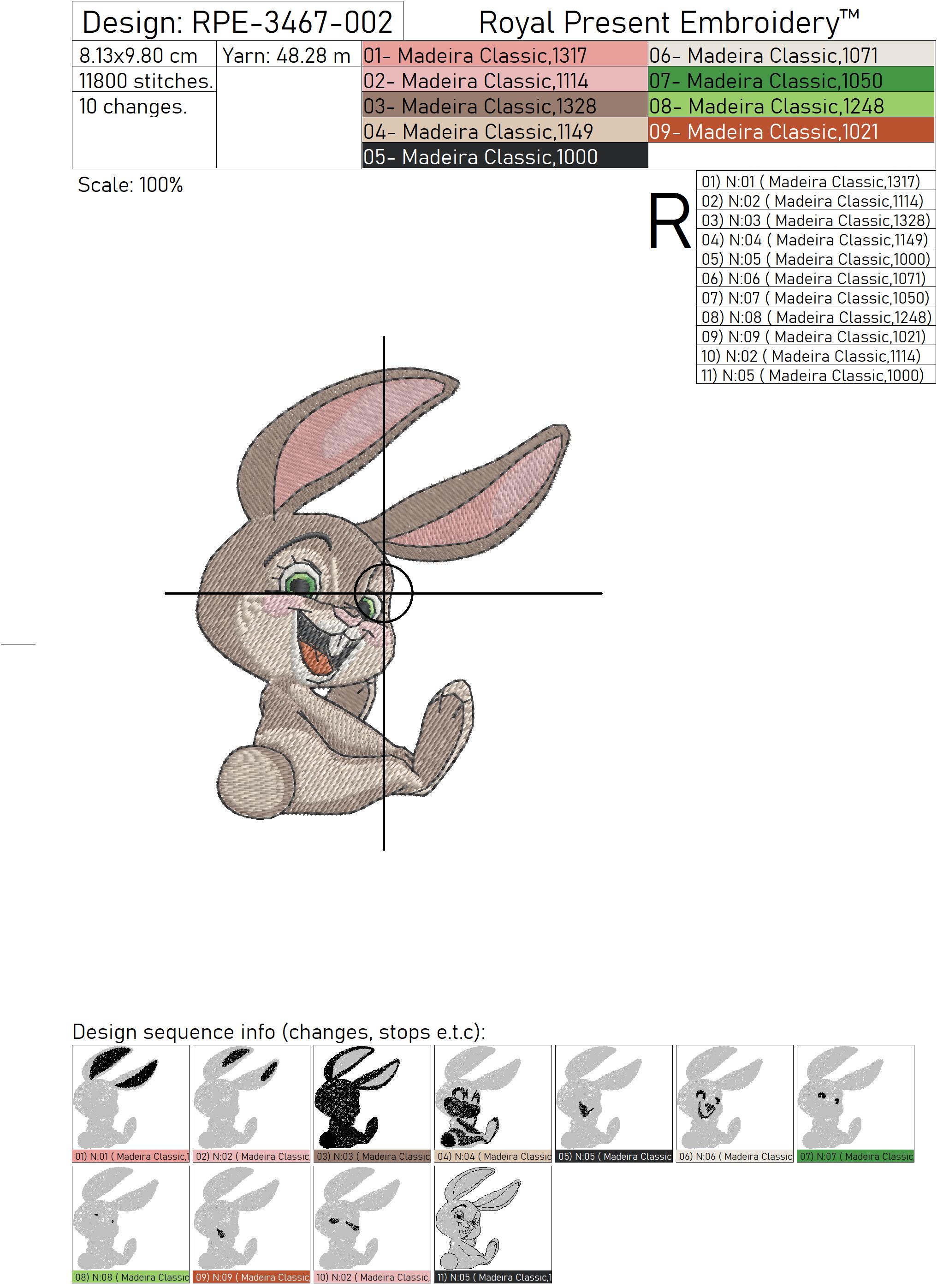 Bunny in a hot air balloon Machine Embroidery Design - 4 sizes