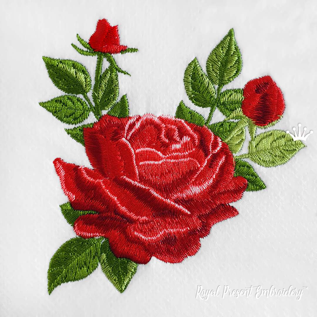Rose Corner Machine Embroidery Design - 3 sizes | Royal Present Embroidery