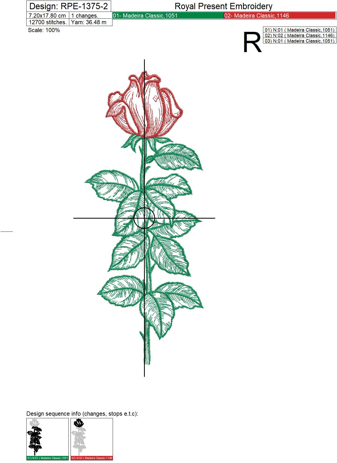 Rose Stems Embroidery Design