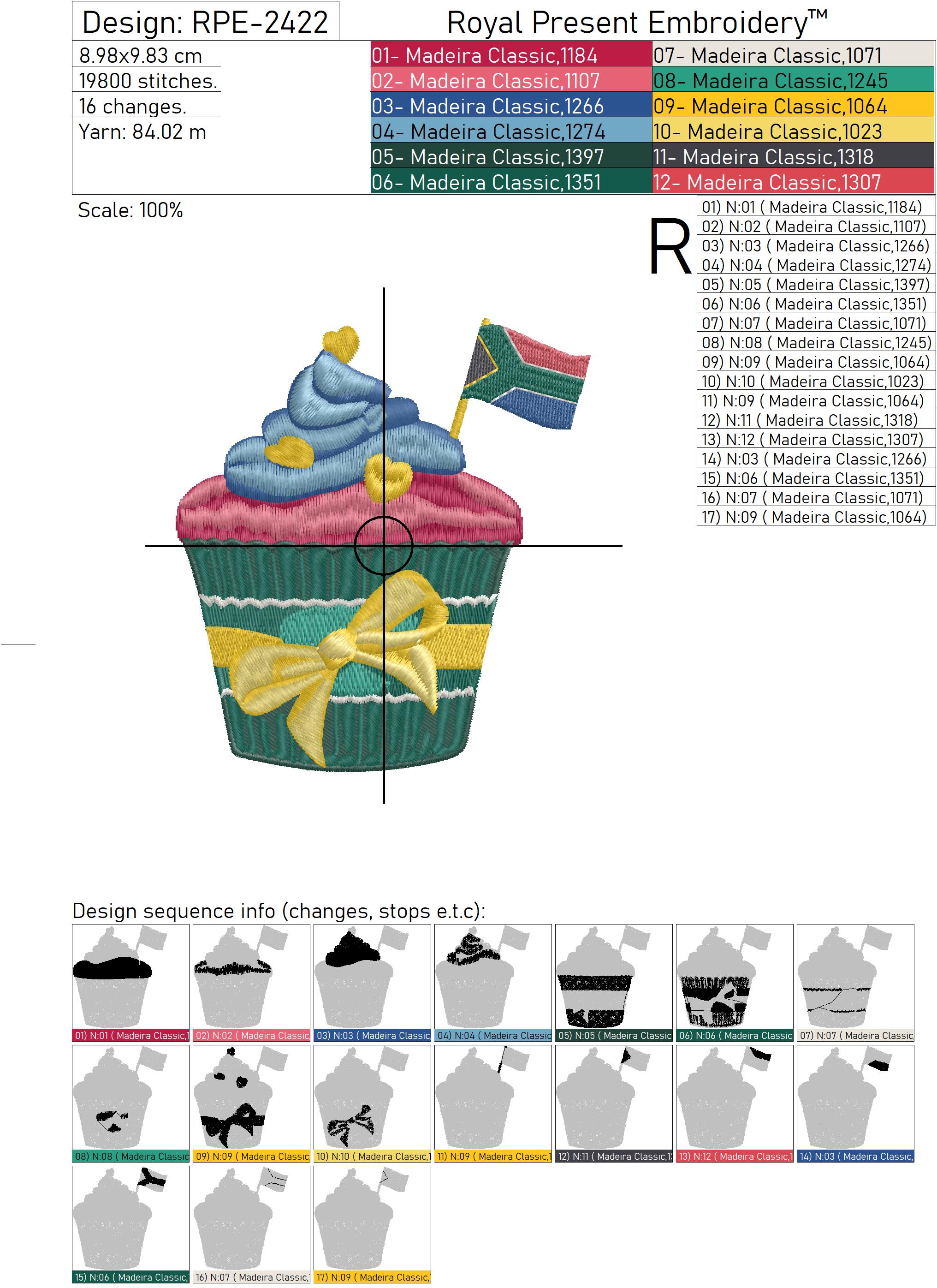 South Africa Flag Cupcake Machine Embroidery Design Royal Present