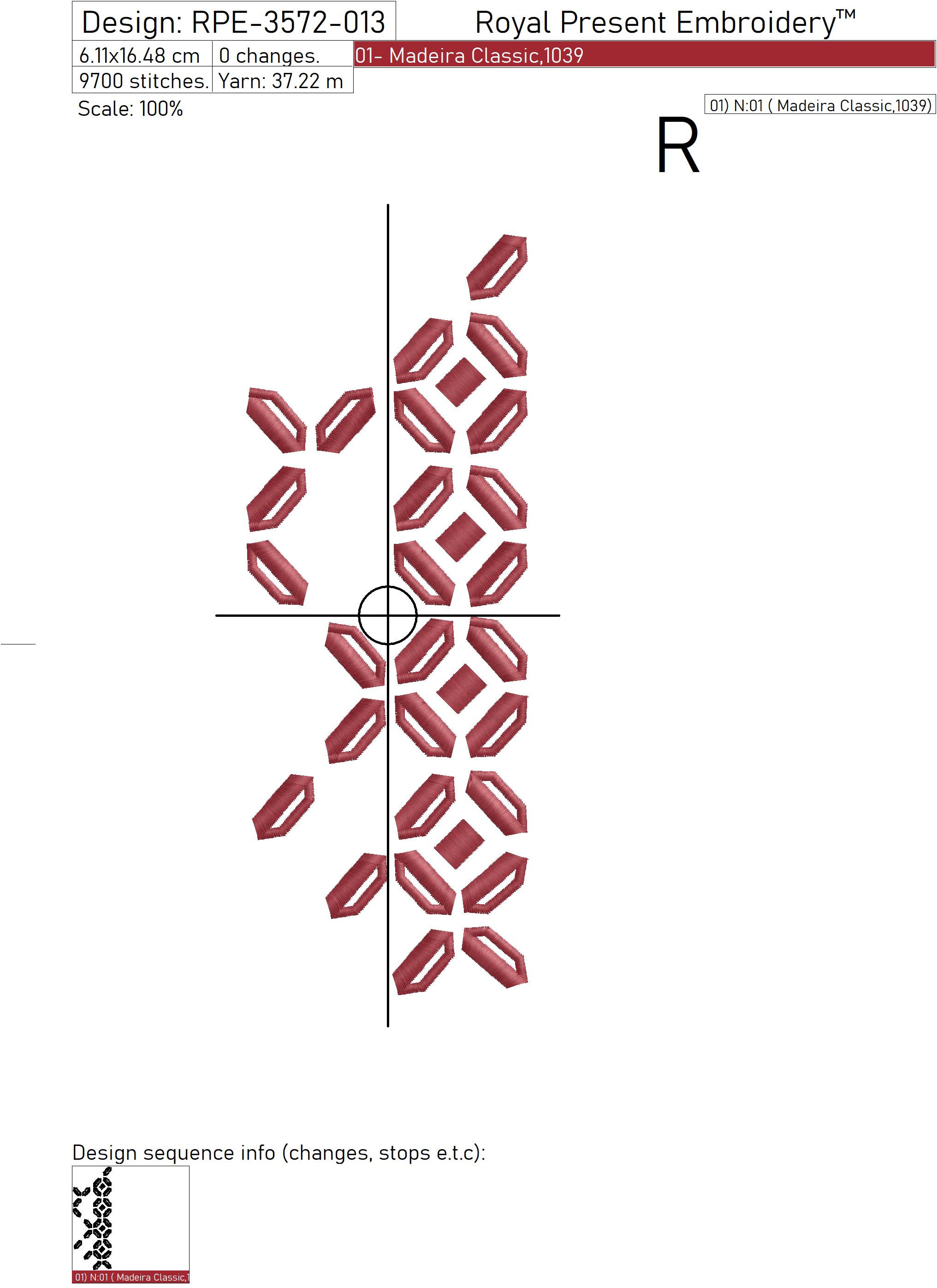 Red Plaid Border Embroidery Pattern for Machine Royal Present Embroidery