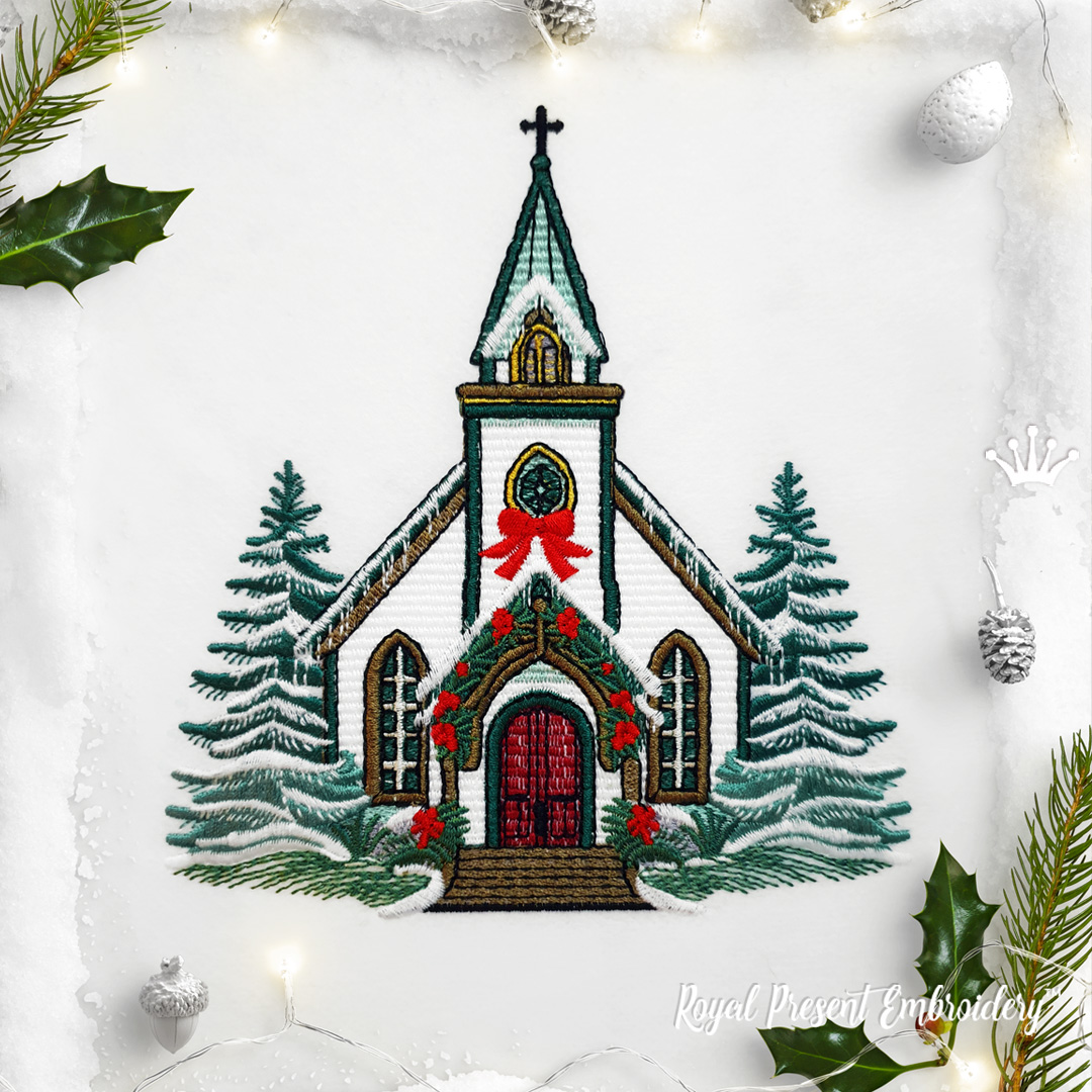 Christmas Church embroidery file | Royal Present Embroidery