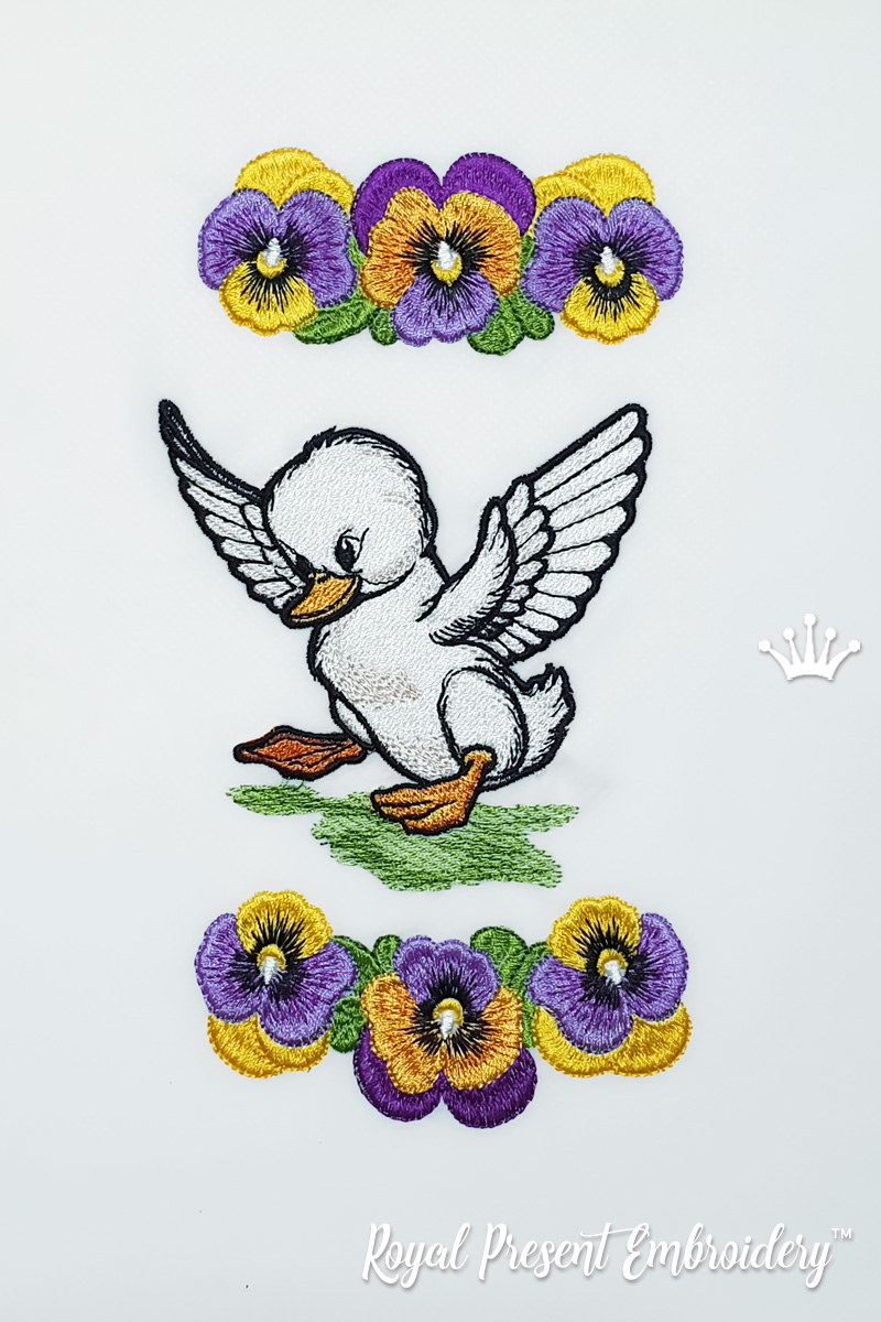 Spring Pansies Blue Version Hand Embroidery Pattern Digital 