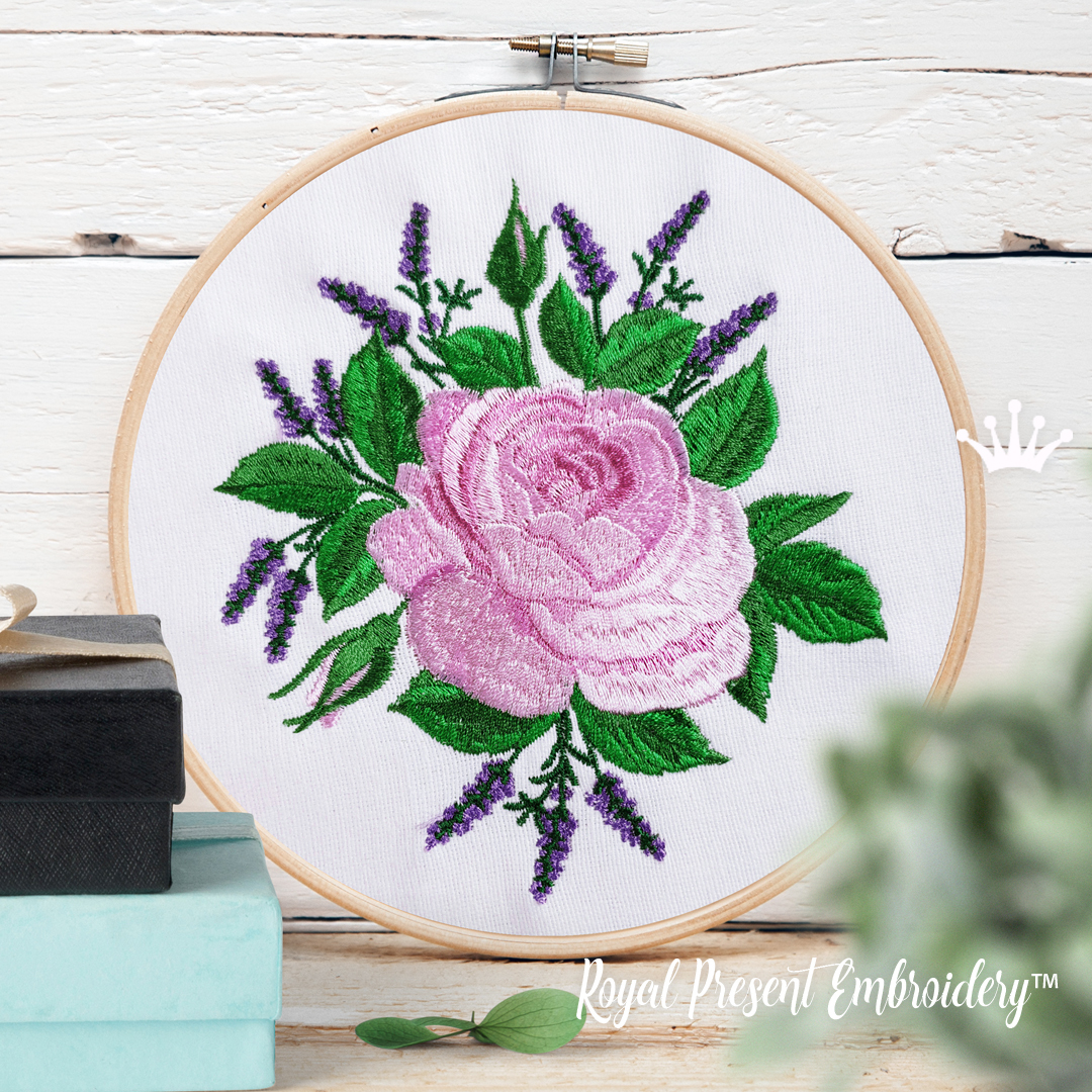 Embroidery Plums And Roses Flowers Seamless Pattern Template