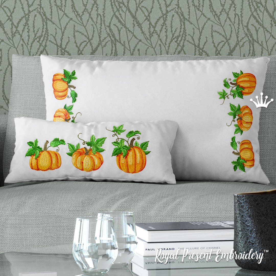 Three pumpkins Machine Embroidery Designs - 3 sizes