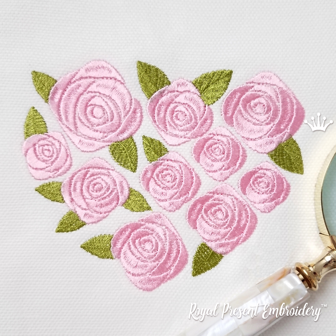 Rose Floral Bow Circle Monogram Frame Roses Machine Embroidery Design