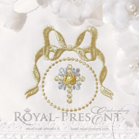 Machine Embroidery Design Floral Cross and bow