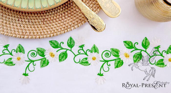Beautiful daisies border Machine Embroidery Design - 2 sizes