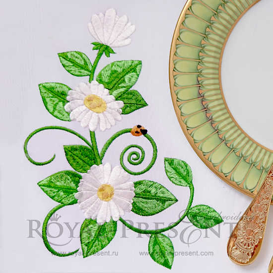 Beautiful daisies corner Machine Embroidery Design