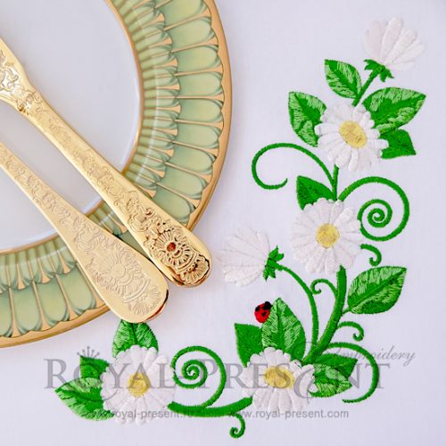 Daisies corner Machine Embroidery Design