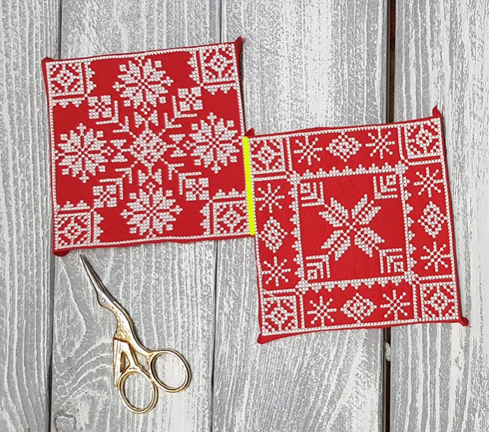 Place the squares in such a way like on the photo.