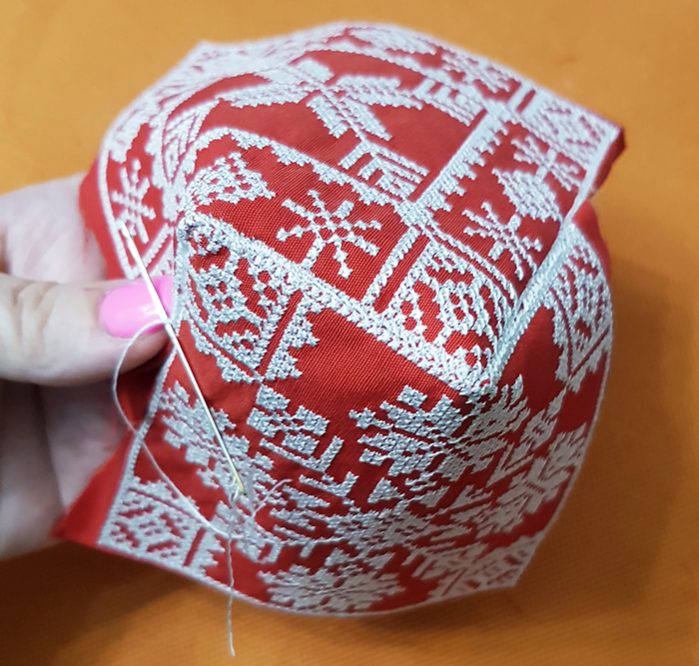 Continue to sew both sides around the perimeter.