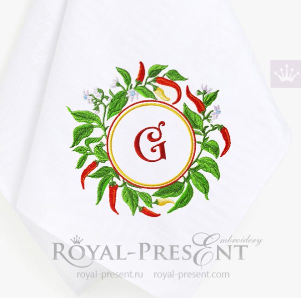 Cayenne Pepper Frame Machine Embroidery Design