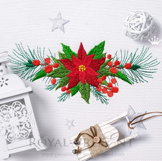 Poinsettia Border Machine Embroidery Design