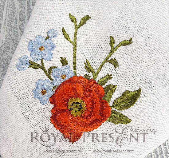 Machine Embroidery Design Red Poppy