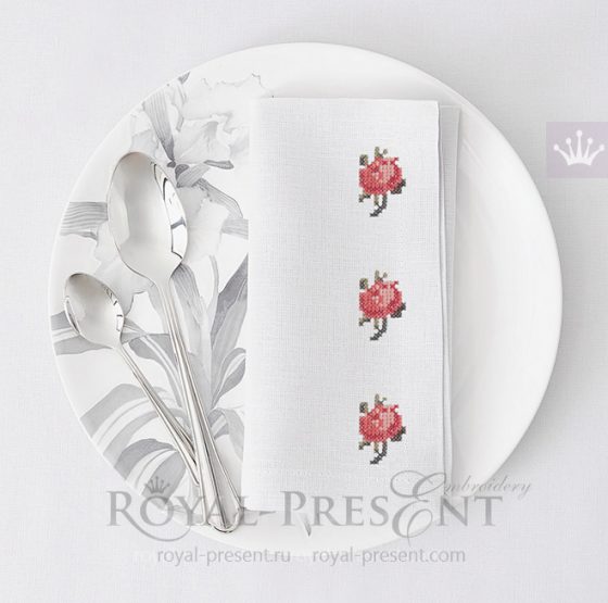 Free Tiny Rose Cross-stitch Embroidery Design