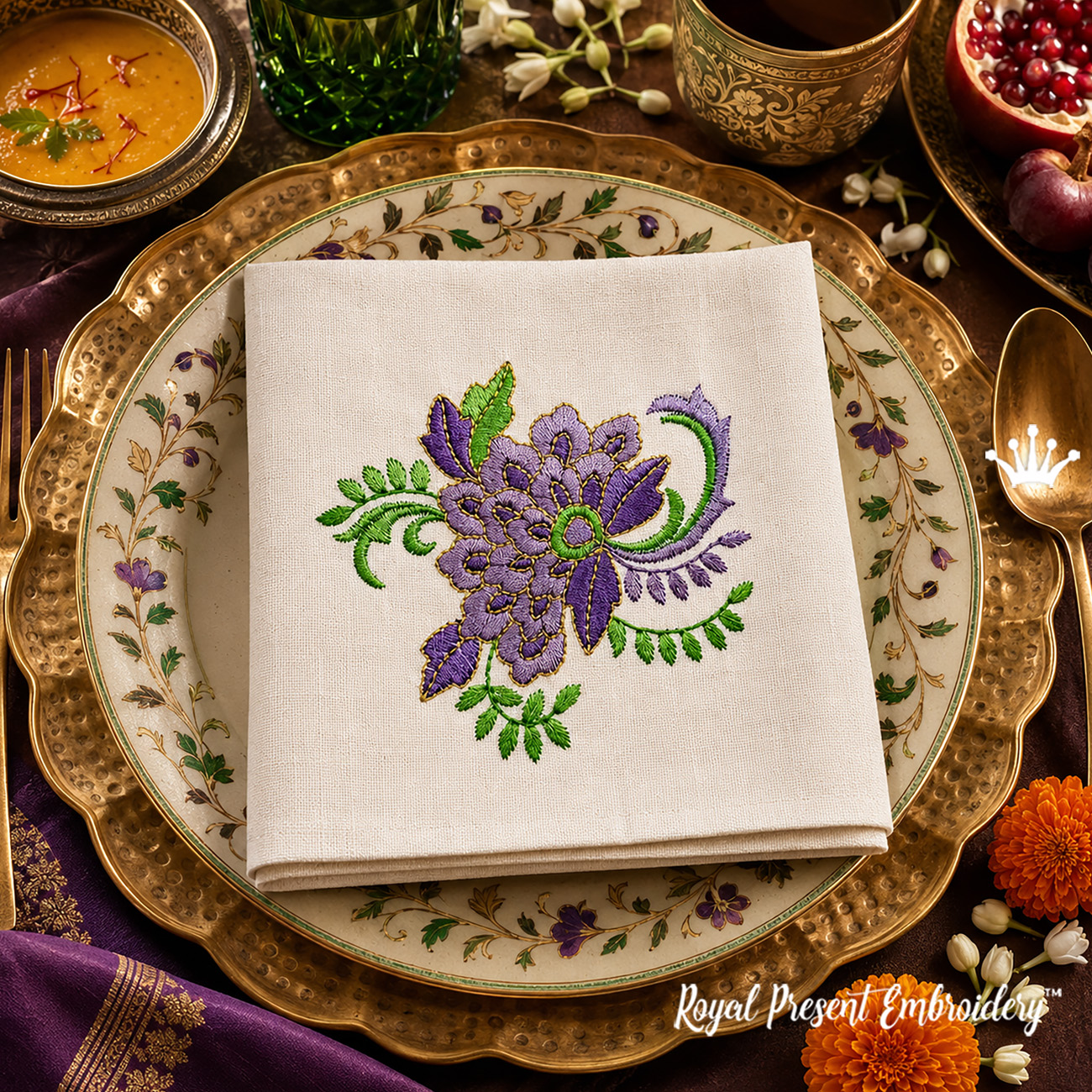 Free Indian Floral Machine Embroidery Design – 4x4 Hoop
