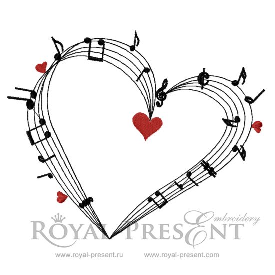 Machine Embroidery Design Love Music