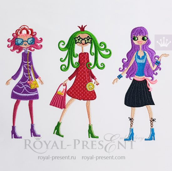 Fashion Girls Machine Embroidery Designs