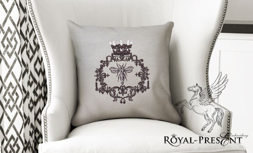French Queen Bee Machine Embroidery Design - 5 sizes