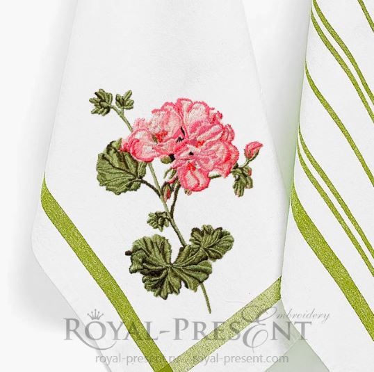 Geranium machine embroidery design