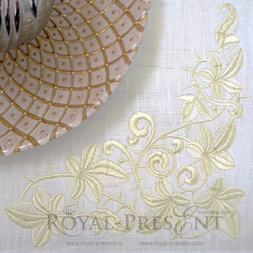 Machine Embroidery Design Leaves corner