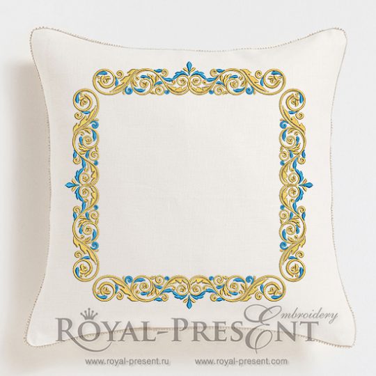 Machine Embroidery Design Gold border with a blue