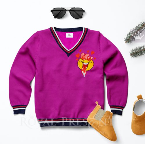 Valentines day embroidery design Love Emoticon