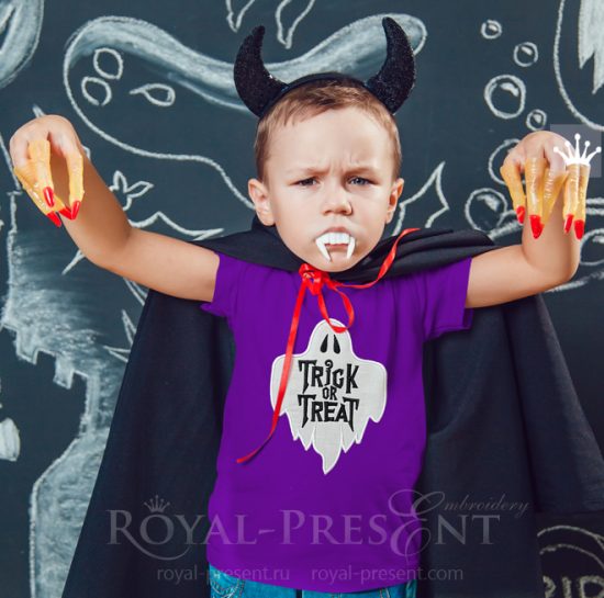Trick or Treat Ghost Applique Machine Embroidery Design - 4 sizes