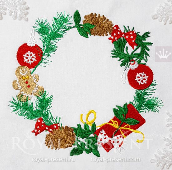 Holiday Wreath Machine Embroidery Design