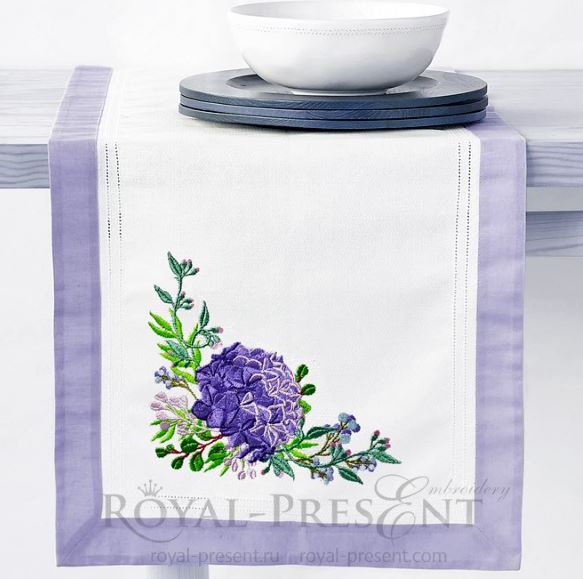 Hydrangea corner Machine Embroidery Design