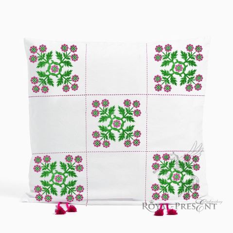 Green with Red Patchwork Embroidery Collection