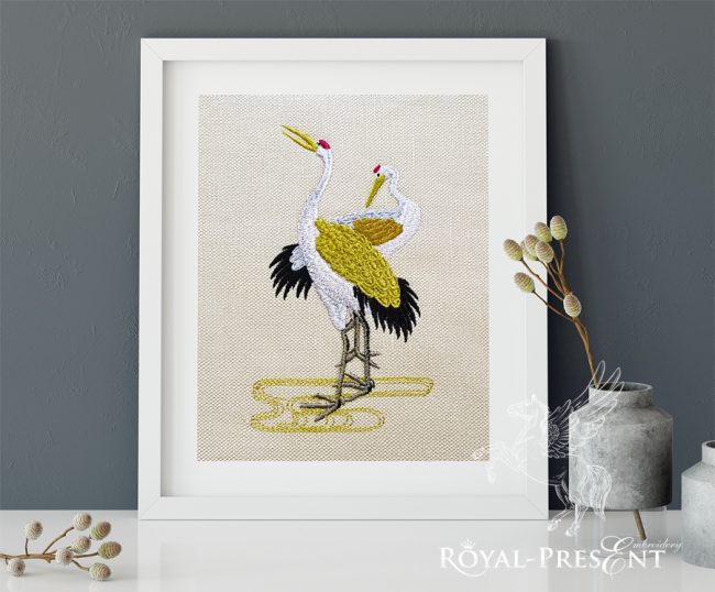 Japanese Cranes Machine Embroidery Design