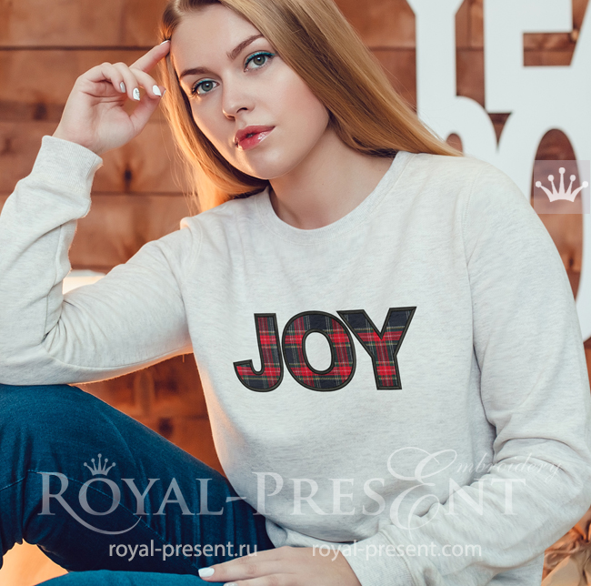 JOY Inscription Applique Machine Embroidery Design