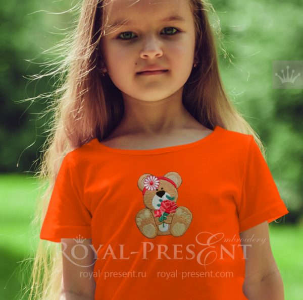 Cute Teddy Bear Machine Embroidery Design