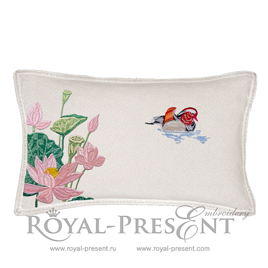 Machine Embroidery Designs Lotuses and Duck