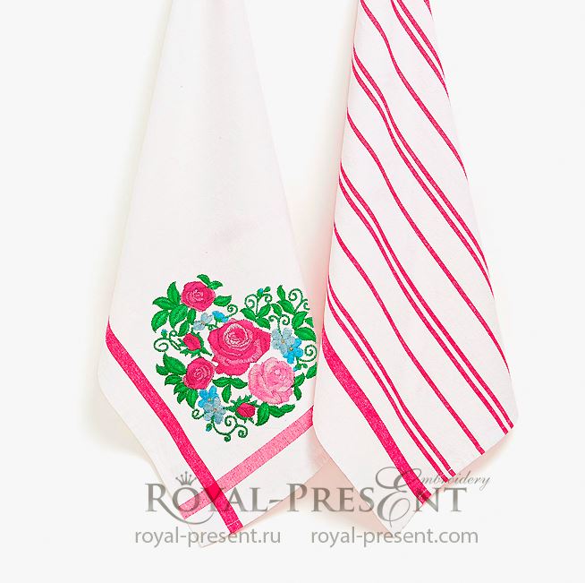 Roses Heart Machine Embroidery Design