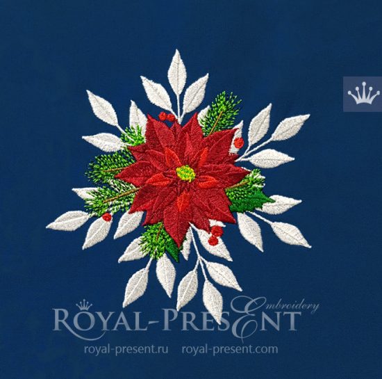 Christmas Poinsettia Machine Embroidery Design