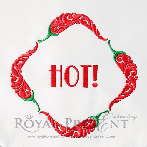 Machine embroidery design Chilli Pepper frame