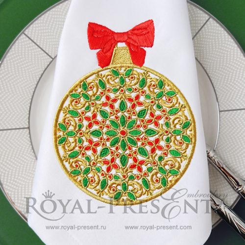 New Year's ball machine embroidery design - 8 sizes