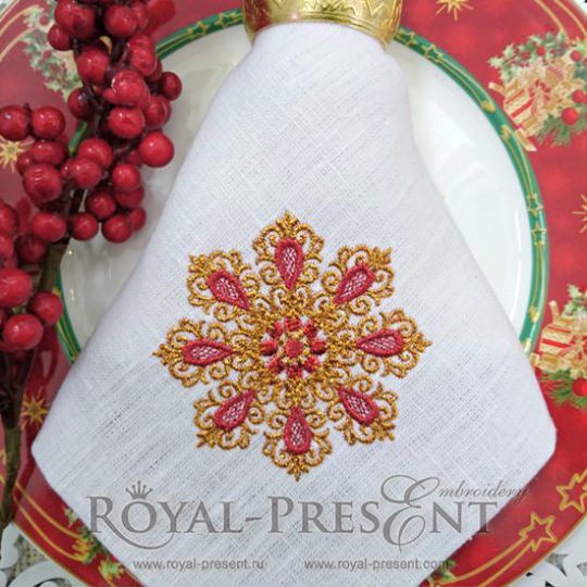 Machine Embroidery Design Abstract gold snowflake